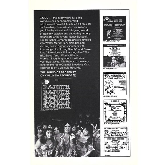 Bajour Columbia Records AD Broadway Theatre 1960s Vintage Print Ad 9 in Camelot - Picture 4 of 4